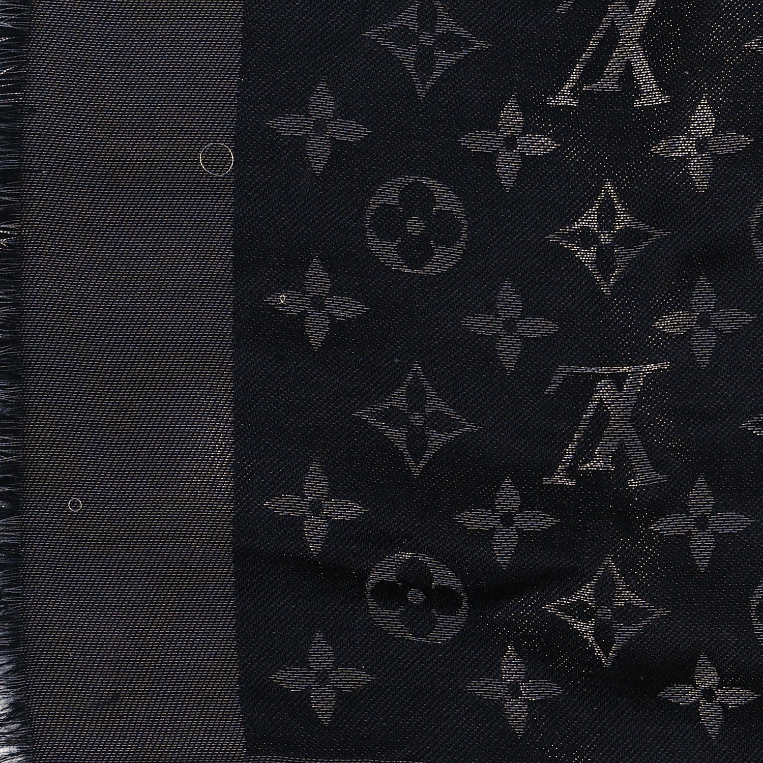 Louis Vuitton Silk Lurex Wool Monogram Shine Shawl Black 4 of 4