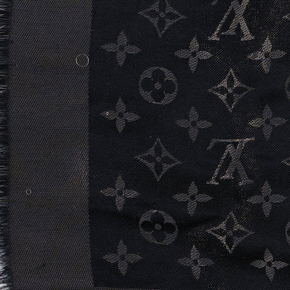Louis Vuitton Silk Lurex Wool Monogram Shine Shawl Black 4 of 4