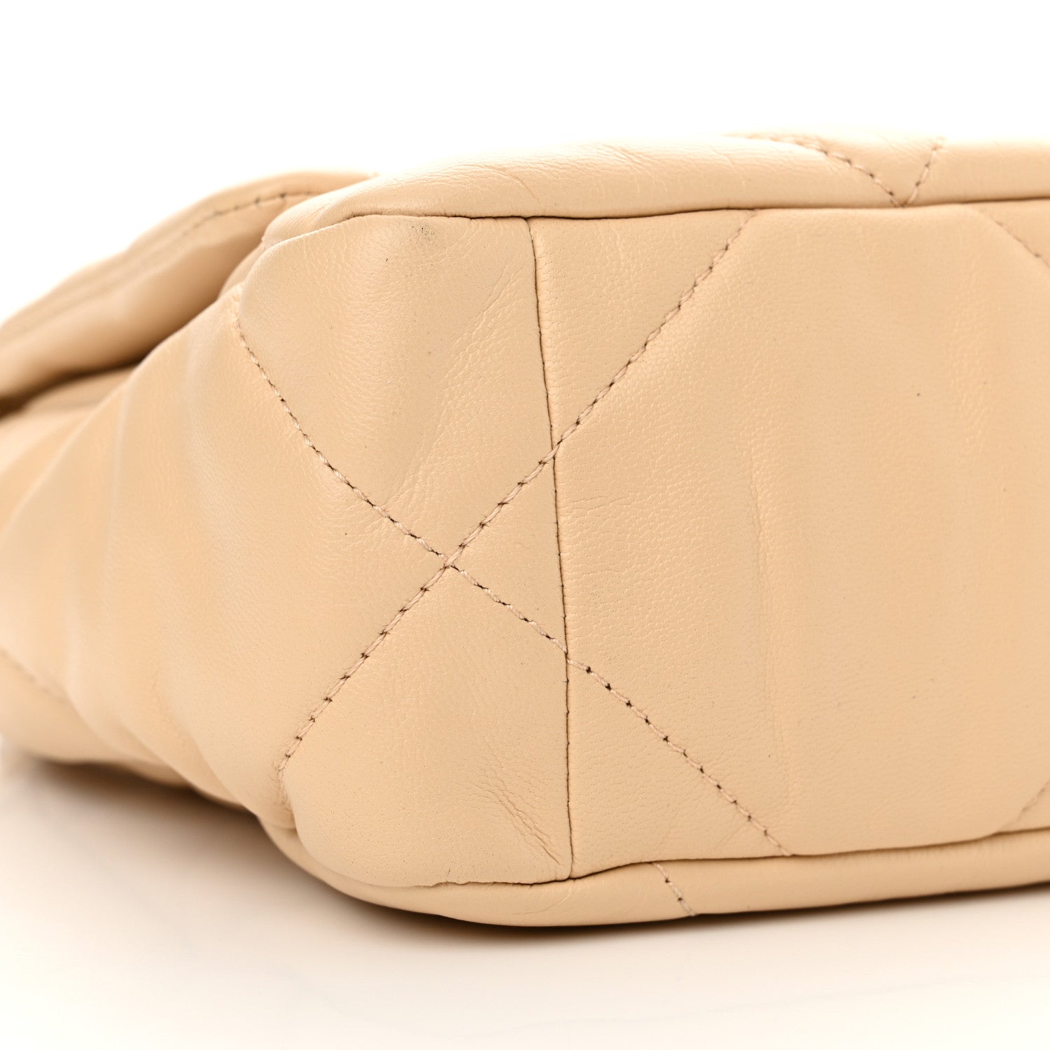 Chanel Shiny Goatskin Quilted Medium Chanel 19 Flap Beige 9 of 10