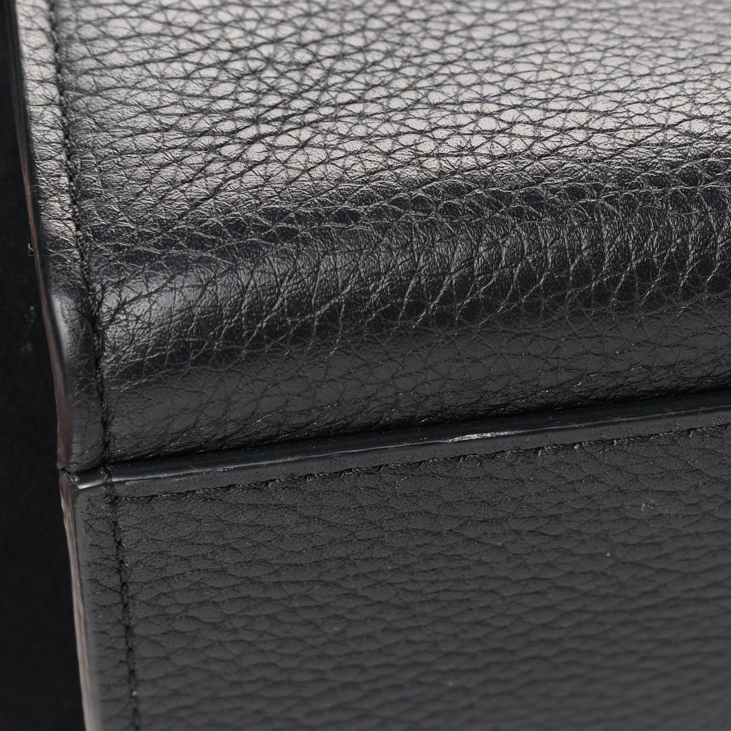Drummed Calfskin Suede Small Trapeze Black
