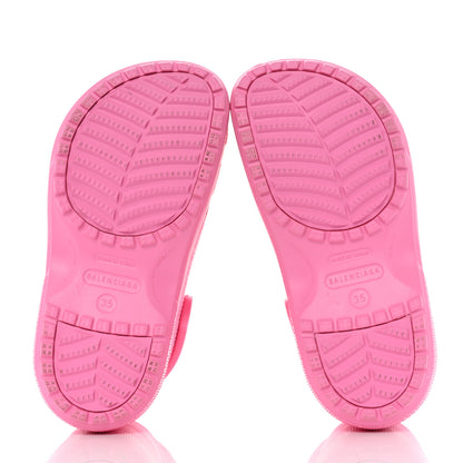 Balenciaga X CROCS Rubber Textured Womens Platform Sandals 35 Rose Bonbon 5 of 9