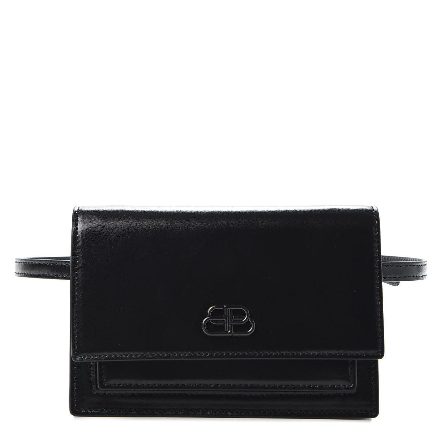 Shiny Box Calfskin Monochrome XS Sharp Belt Bag Black