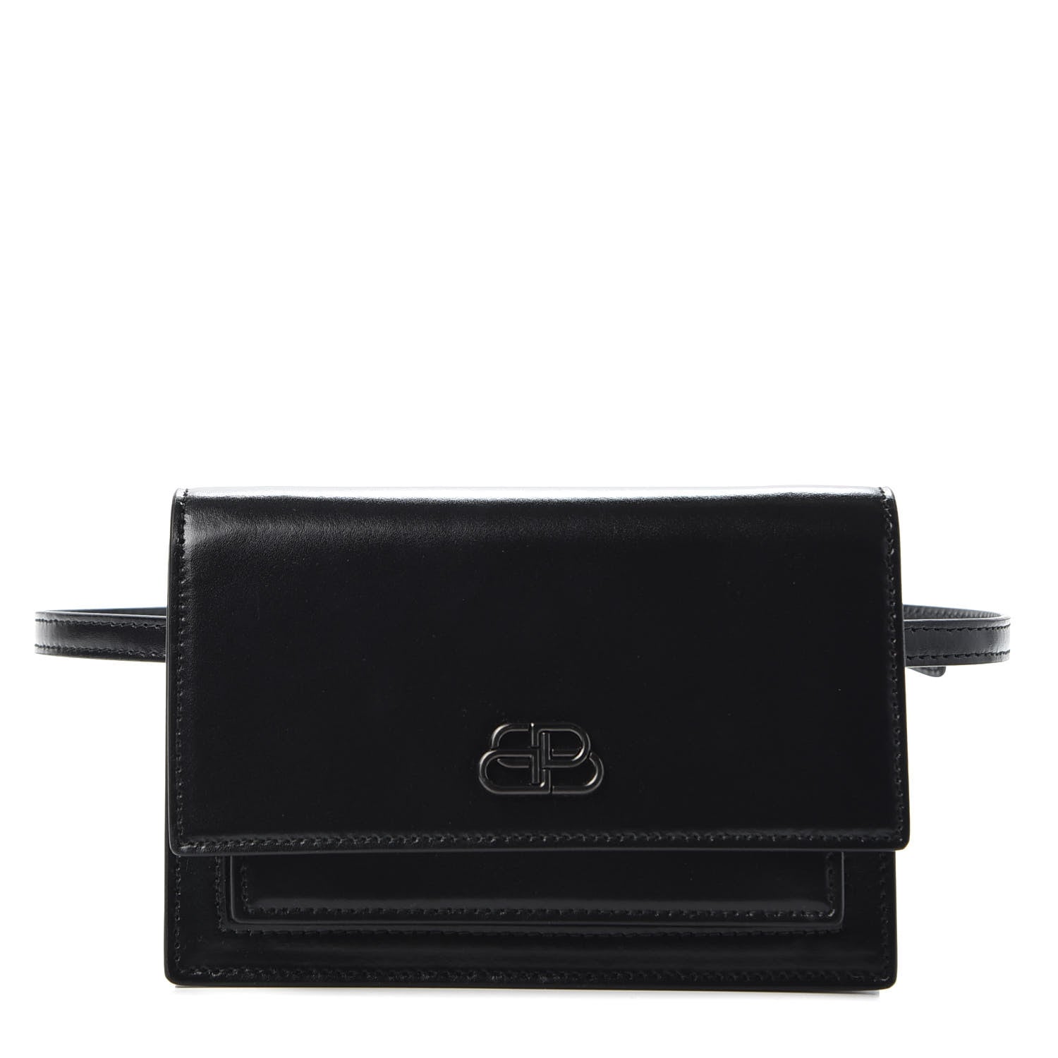 Balenciaga Shiny Box Calfskin Monochrome XS Sharp Belt Bag Black 1 of 8