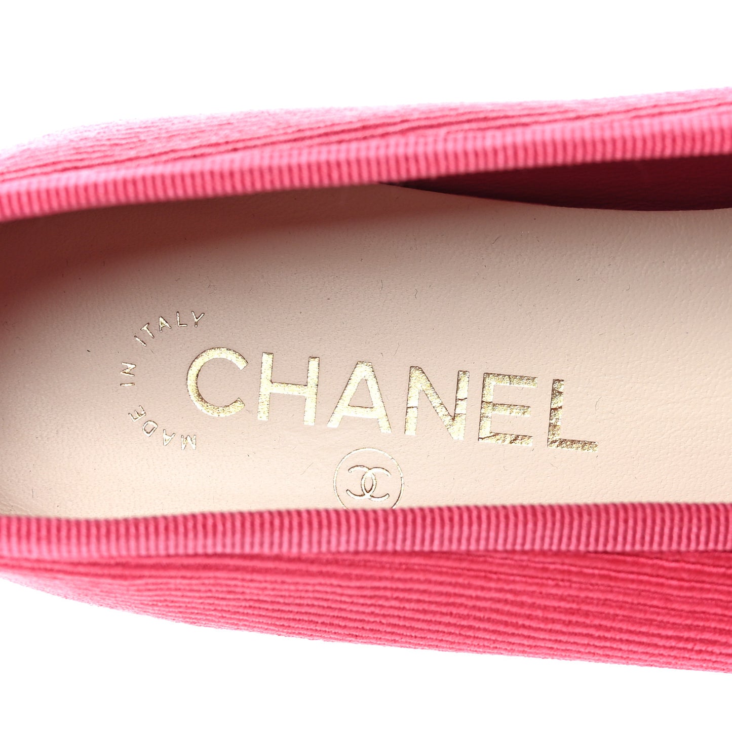 Embroidered Fabric Cap Toe CC Ballerina Flats 38.5 Dark Pink