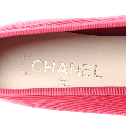 Chanel Embroidered Fabric Cap Toe CC Ballerina Flats 38.5 Dark Pink 8 of 9