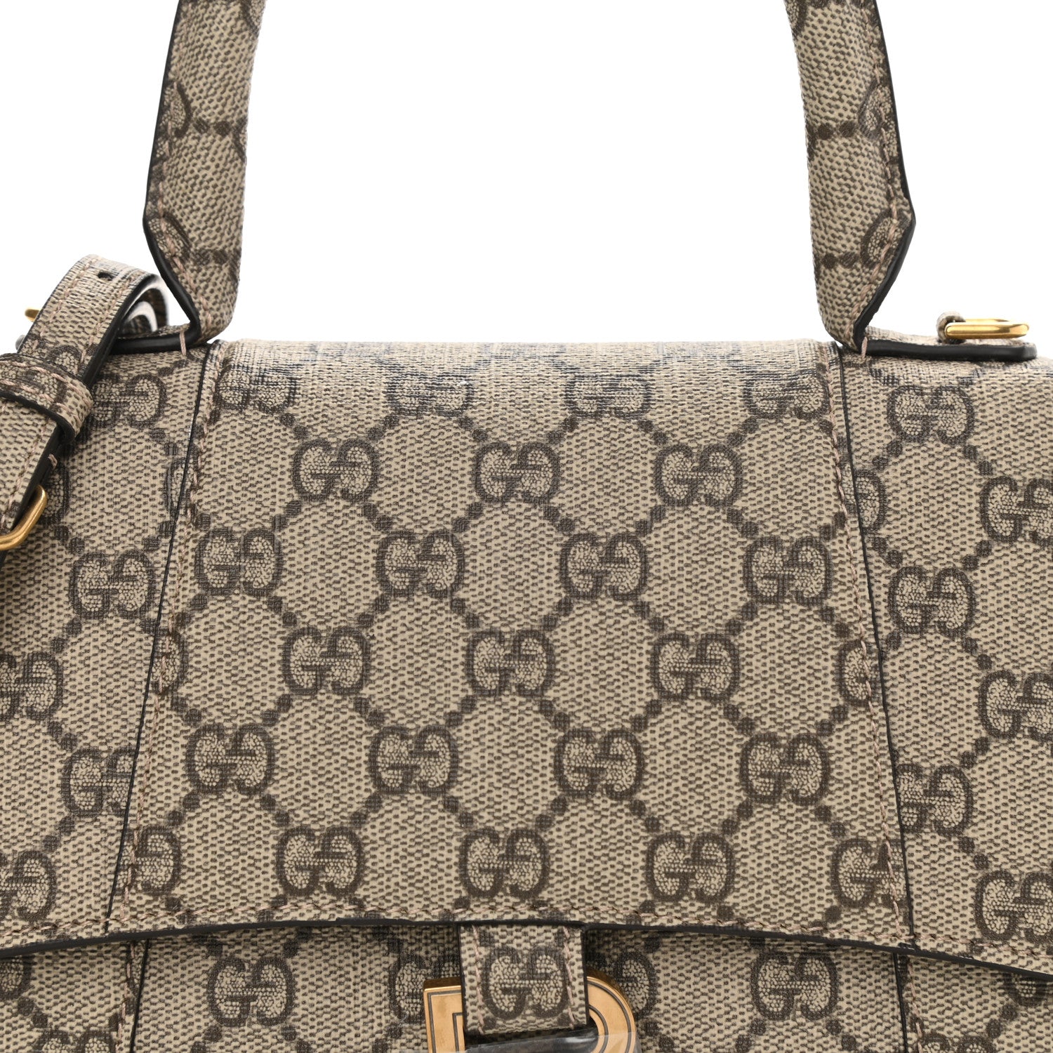 Balenciaga X GUCCI GG Supreme Monogram Small Hourglass Top Handle Bag Beige Ebony 9 of 12