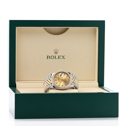 Rolex Stainless Steel 18K Yellow Gold Diamond Bezel 36mm Oyster Perpetual Datejust Watch Champagne 126283RBR 5 of 5