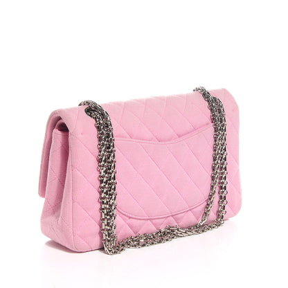 Chanel Jersey Quilted Medium Double Flap Dark Pink 2 of 10
