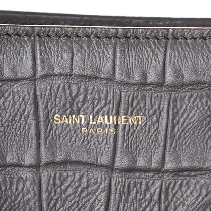 Saint Laurent Calfskin Crocodile Embossed Small Sac De Jour Fog 7 of 13