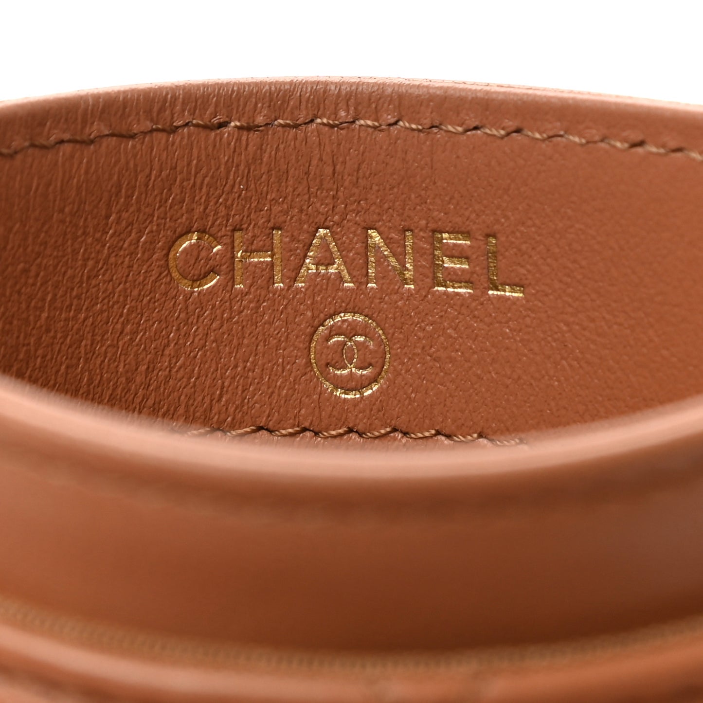 Lambskin Quilted Chanel 19 Card Holder Brown