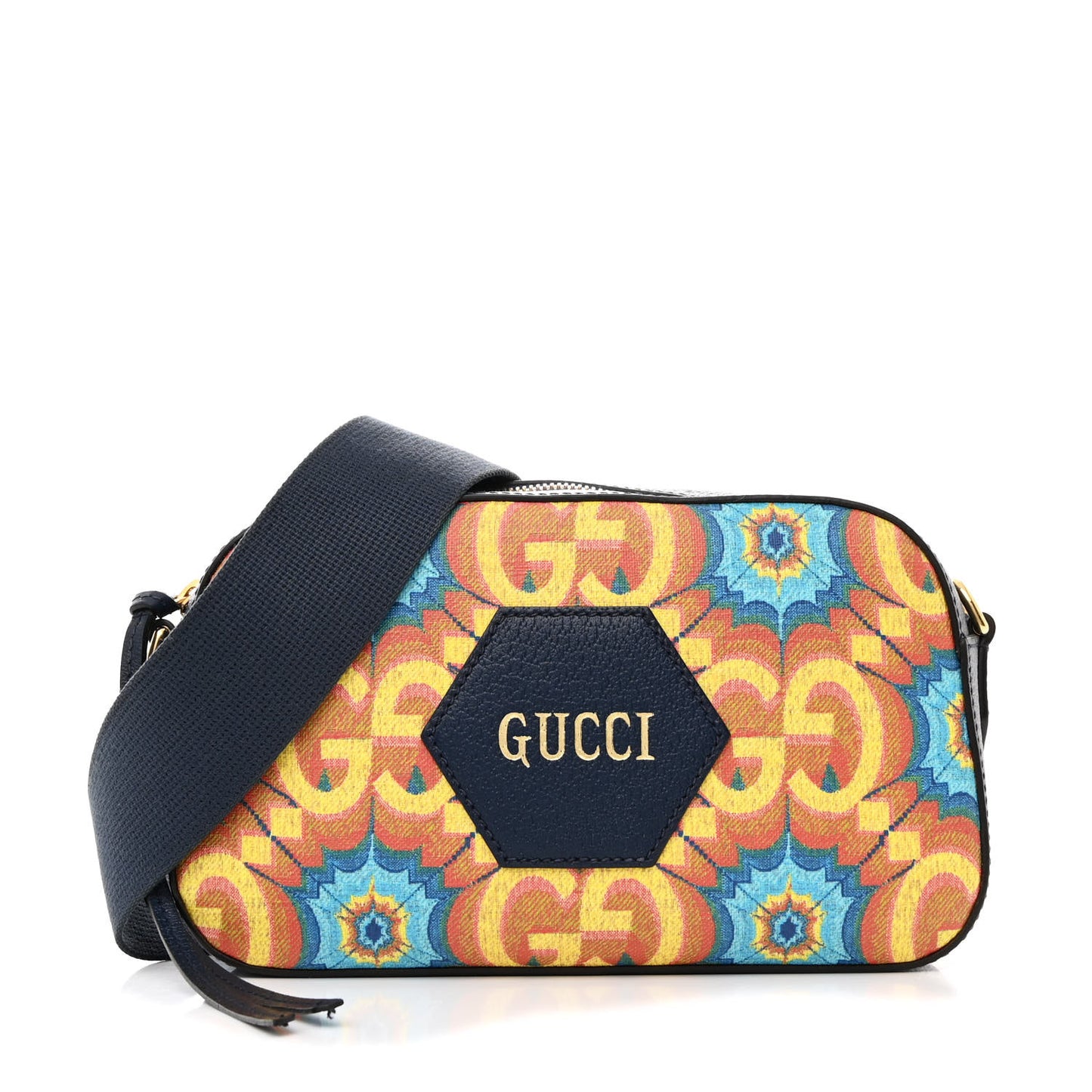 GG Supreme Kaleidoscope Calfskin Script Logo Gucci 100 Camera Bag Blue Orange Multicolor Blue Agata