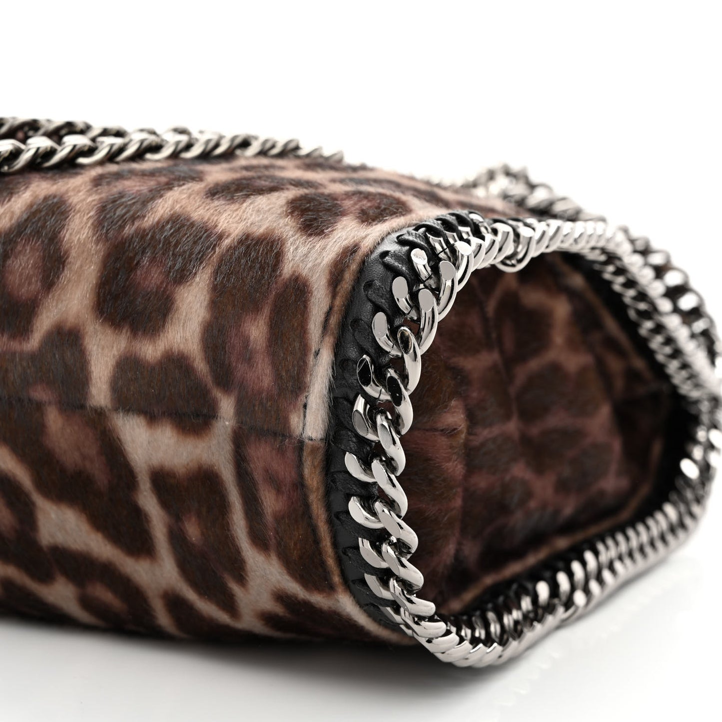 Faux Calf Hair Leopard Print Small Falabella Tote Brown
