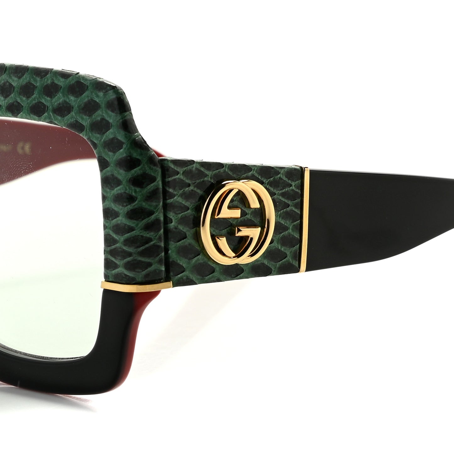 Snakeskin Acetate Square Sunglasses GG0484S Light Blue Black