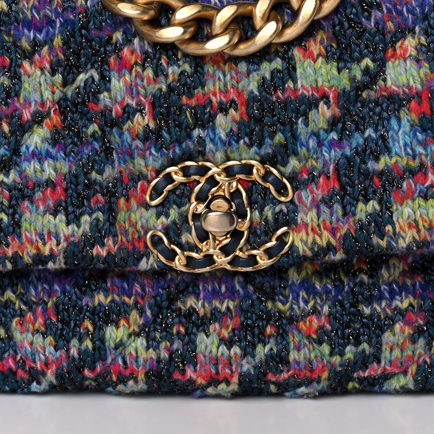 Chanel Tweed Quilted Medium Chanel 19 Flap Dark Multicolor 10 of 11