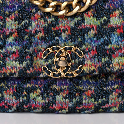 Chanel Tweed Quilted Medium Chanel 19 Flap Dark Multicolor 10 of 11