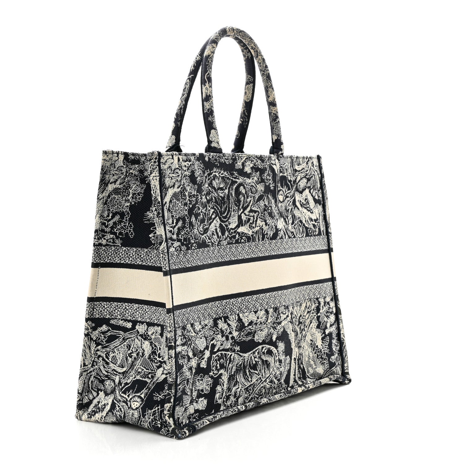 Christian Dior Canvas Embroidered Large Dioriviera Toile De Jouy Reverse Book Tote Blue 3 of 13