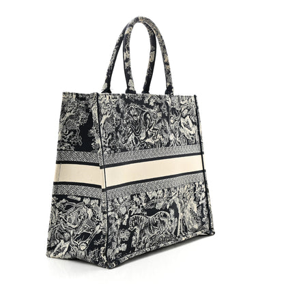 Christian Dior Canvas Embroidered Large Dioriviera Toile De Jouy Reverse Book Tote Blue 3 of 13