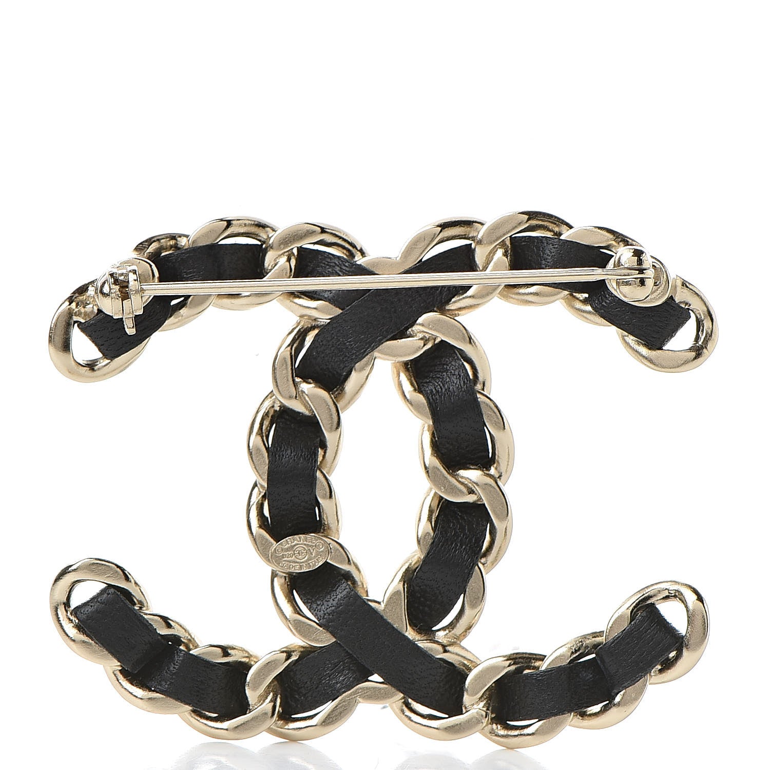 Chanel Lambskin Chain CC Brooch Black Gold 3 of 5