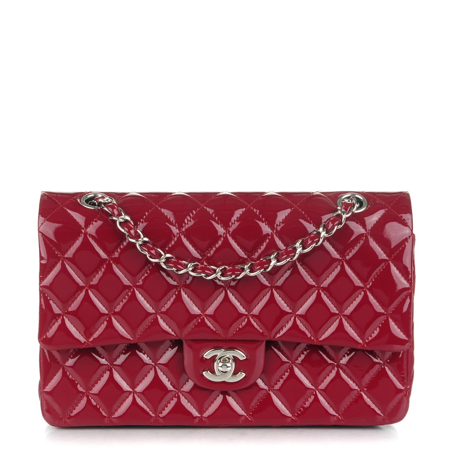 Chanel Patent Calfskin Quilted Medium Double Flap Red 1 of 8