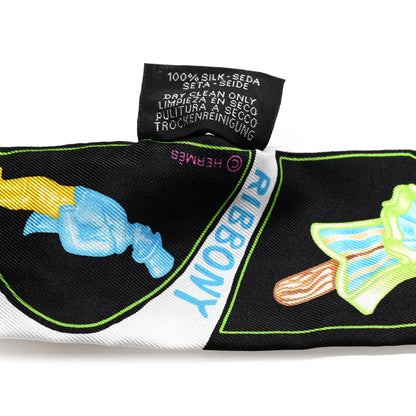 Hermes Silk Funny Ice Cream Twilly Black White Multicolor 3 of 4