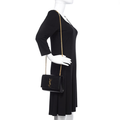 Saint Laurent Grain De Poudre Small Monogram Kate Satchel Black 2 of 9