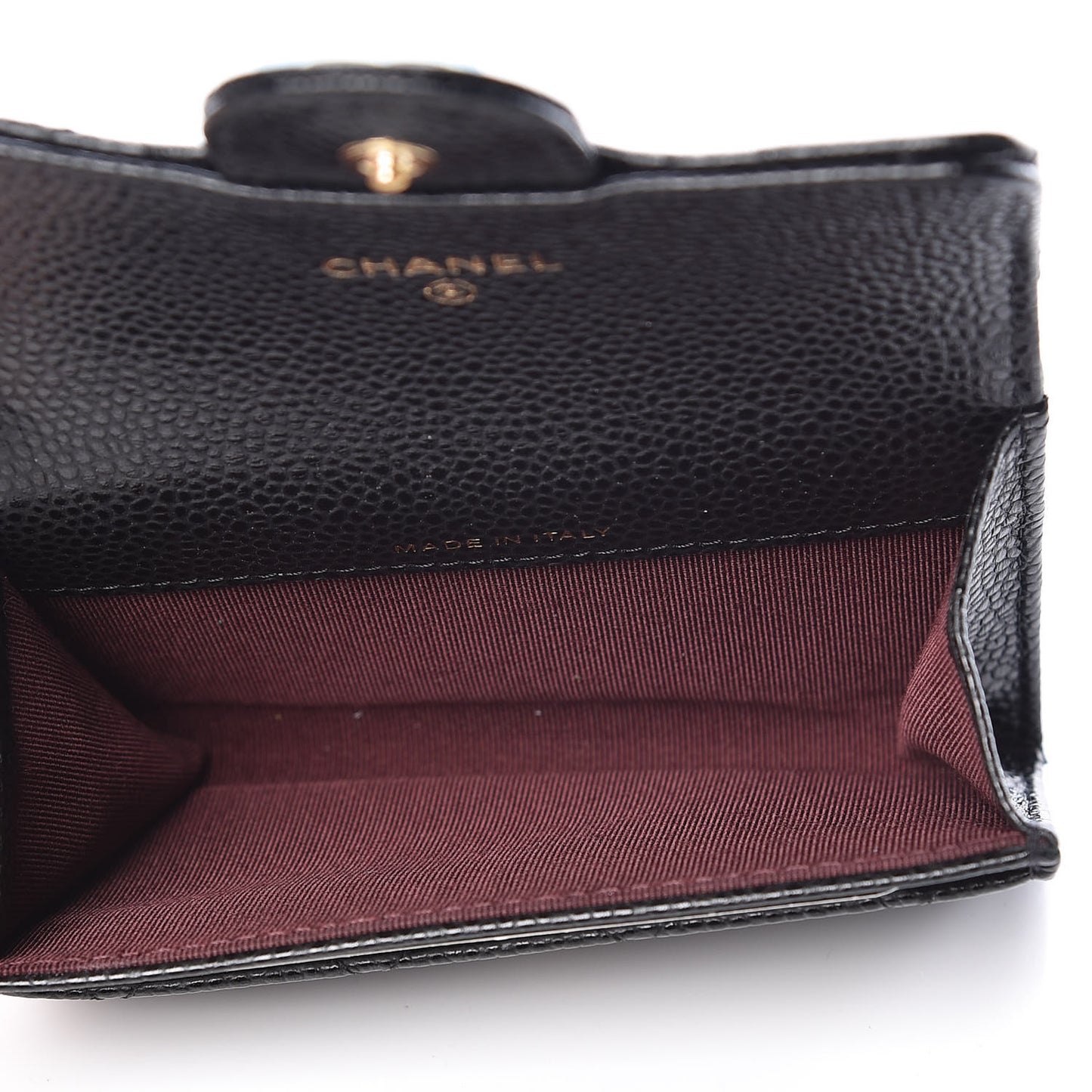 Caviar Quilted Flap Card Holder Black
