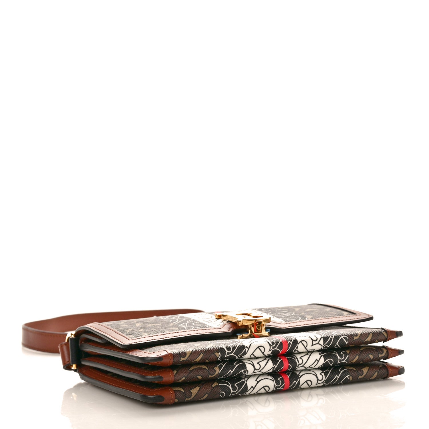Burberry E-Canvas Monogram Stripe Albion TB Bag Bridle Brown 4 of 9