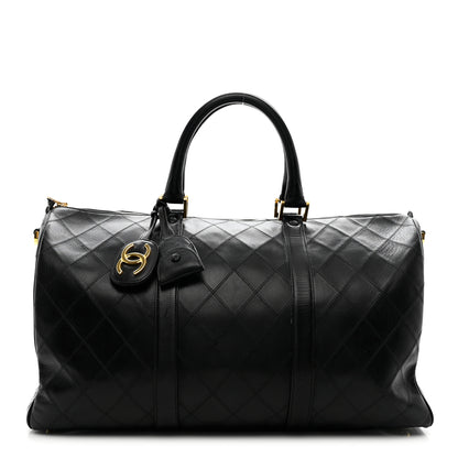 Chanel Lambskin Stitched Duffle Travel Bag Black 1 of 14