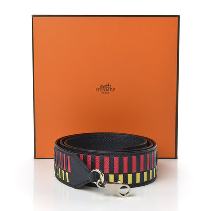 Hermes Epsom 40mm Mousquetons Tressage Shoulder Strap Bleu Indigo Rose Extreme Lime 6 of 6