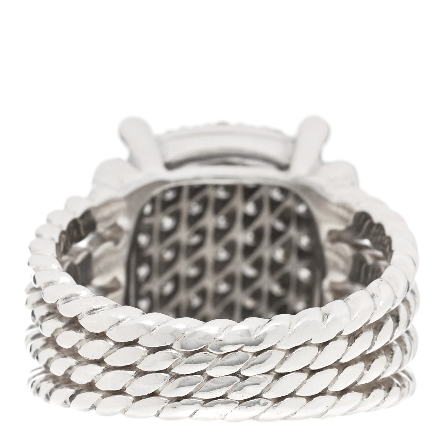 David Yurman Sterling Silver Diamond 16mm Wheaton Ring 53 6.5 3 of 4
