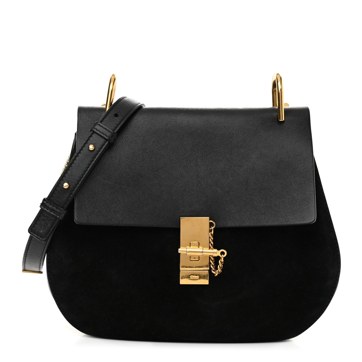 Chloe Suede Smooth Calfskin Medium Drew Shoulder Bag Black 1 of 13