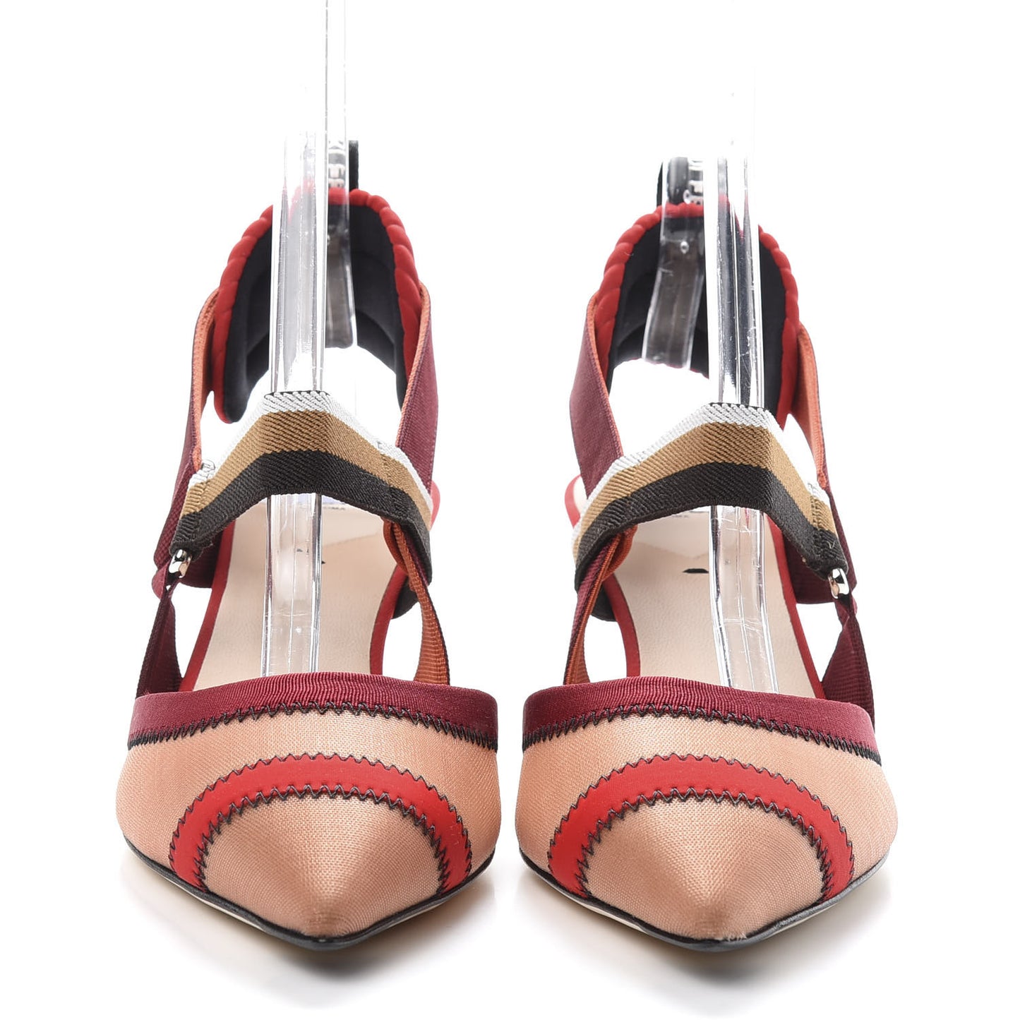 Technical Mesh Colibri 55mm Slingback Pumps 39.5 Fragola Mou Fango Ruggine