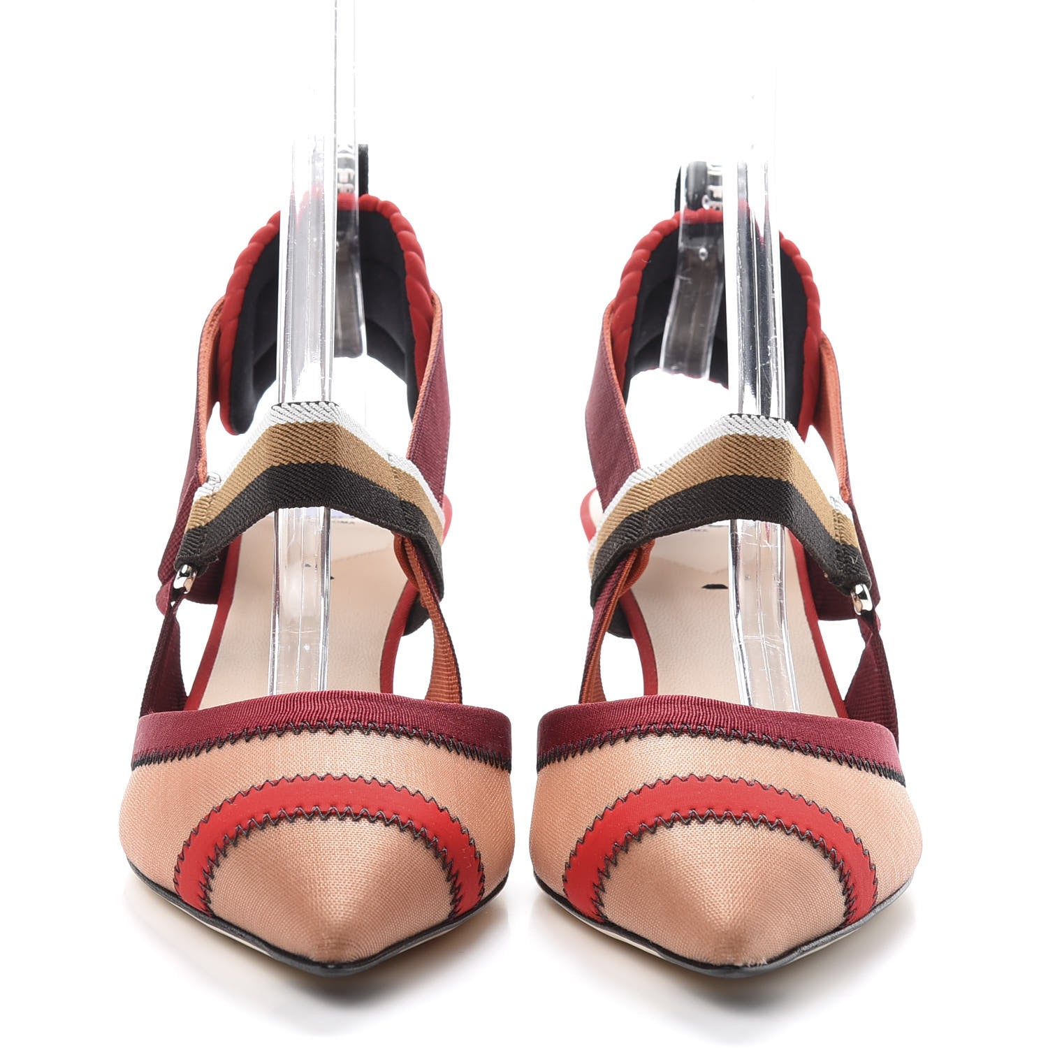 Fendi Technical Mesh Colibri 55mm Slingback Pumps 39.5 Fragola Mou Fango Ruggine 2 of 9