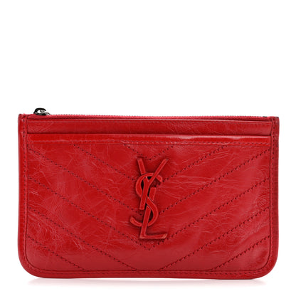 Saint Laurent Crinkled Calfskin Matelasse Niki Bill Pouch Red 1 of 9