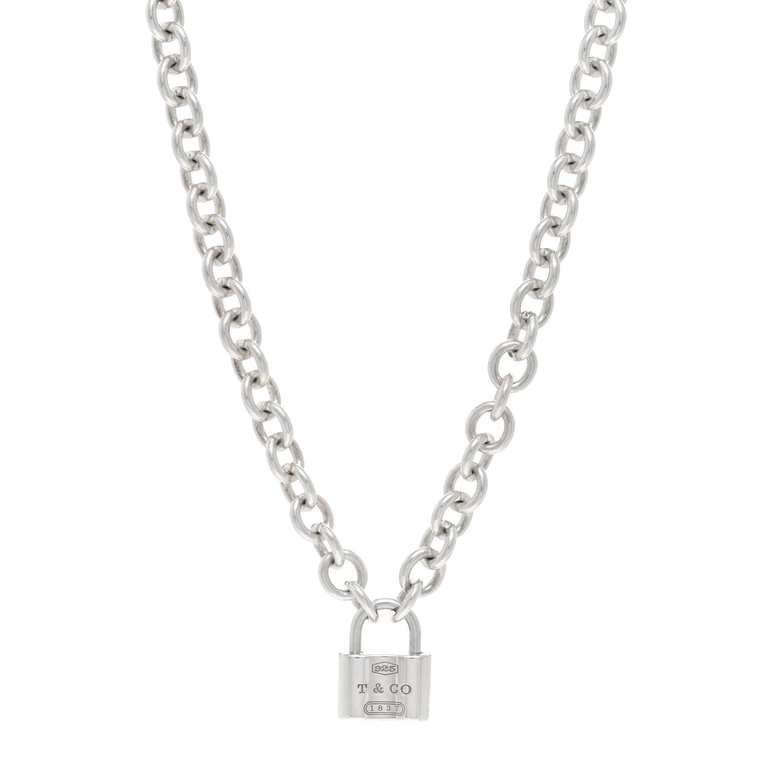 Tiffany Sterling Silver 1837 Lock Charm Necklace 1 of 4
