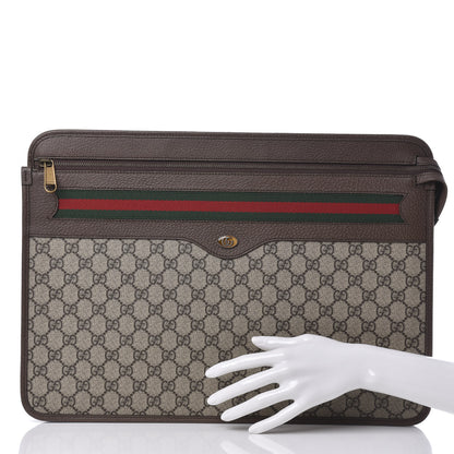 Gucci GG Supreme Monogram Textured Calfskin Web Ophidia Documents Holder Beige Ebony New Acero 2 of 10
