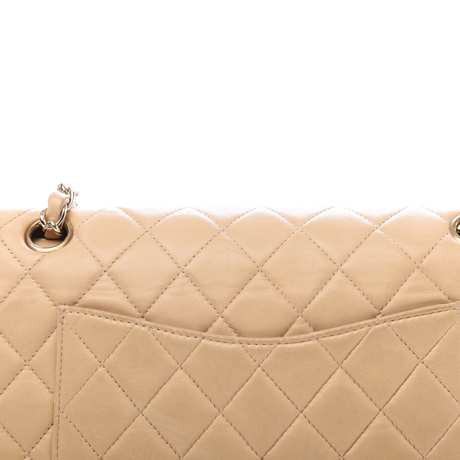 Chanel Lambskin Quilted Medium Double Flap Beige 15 of 19