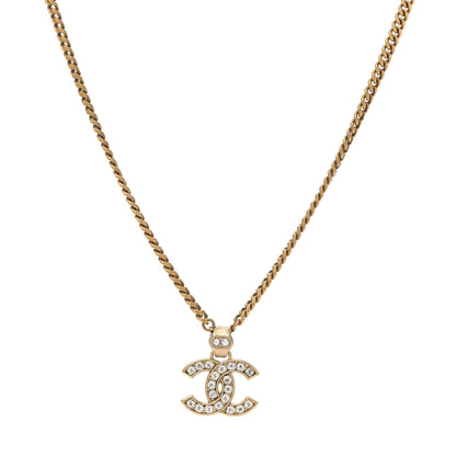 Chanel Crystal CC Pendant Necklace Gold 1 of 4