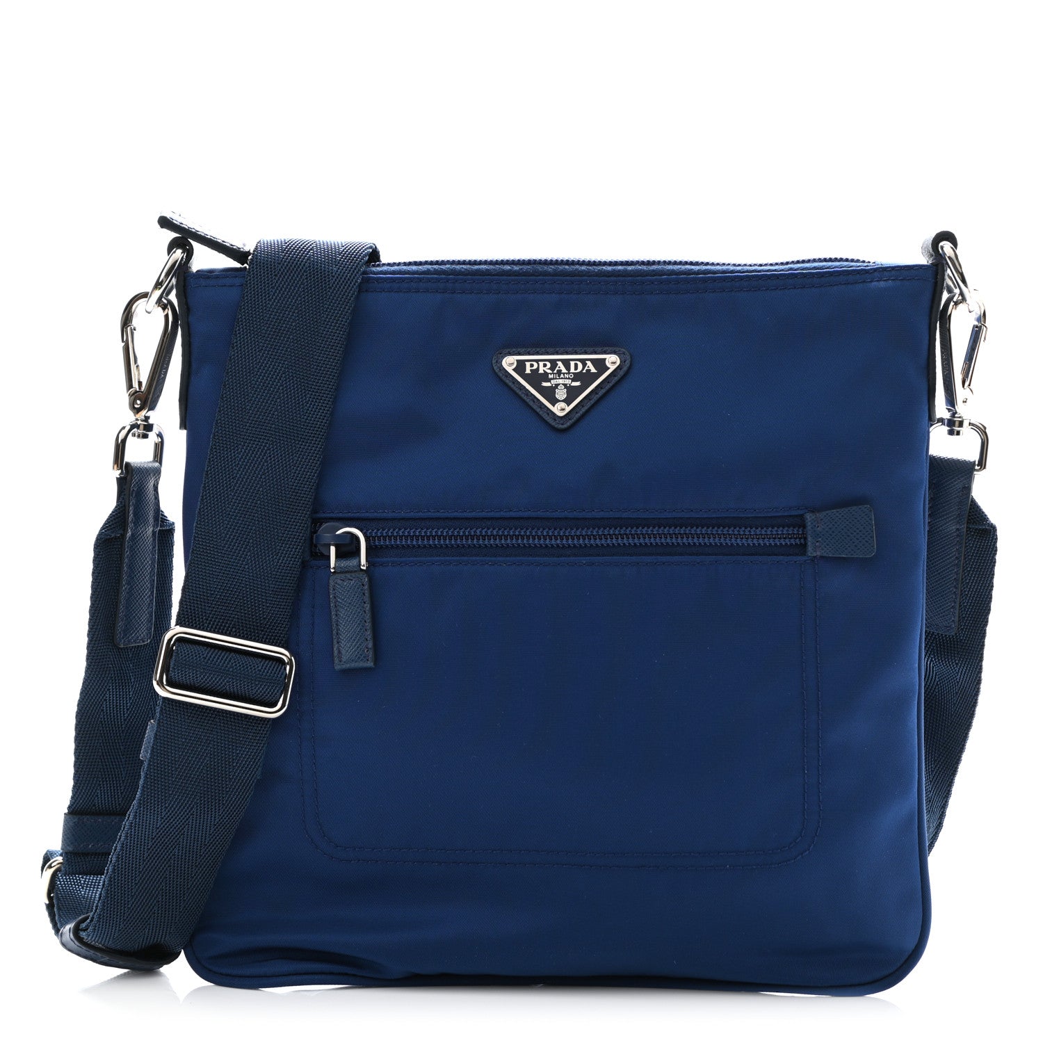 Prada Tessuto Nylon Saffiano Flat Messenger Bag Bluette 1 of 10
