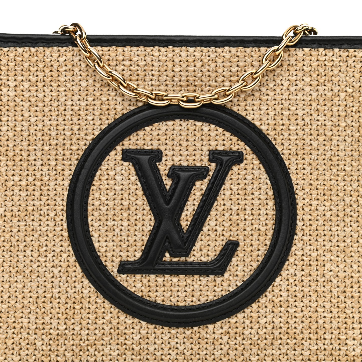 Raffia Calfskin Monogram Giant Pouch