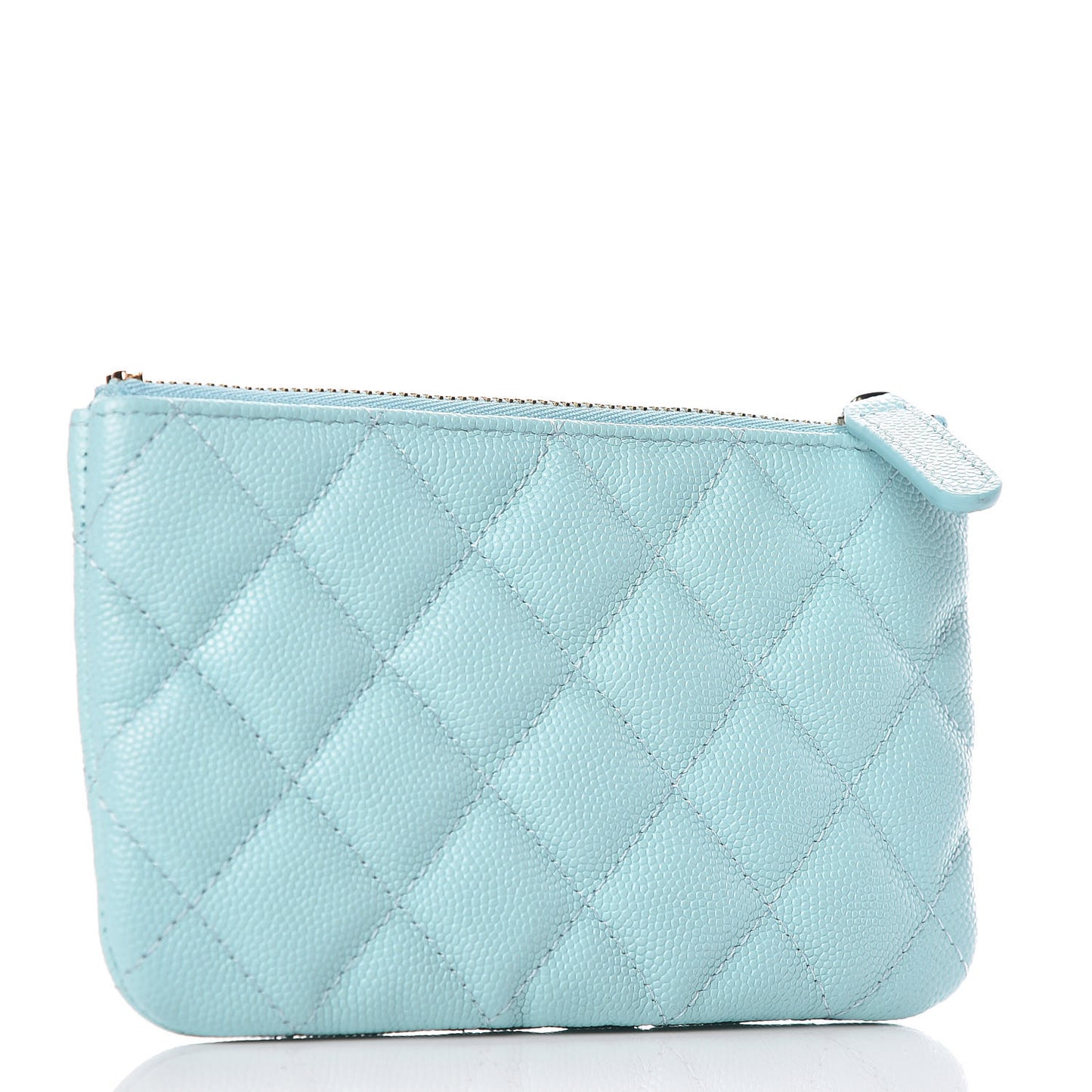 Caviar Quilted Small Cosmetic Case Light Blue