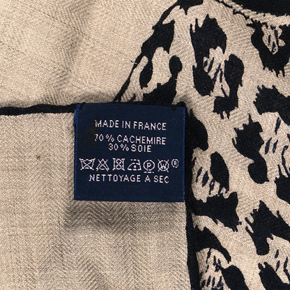Hermes Cashmere Silk Jungle Love Tattoo Shawl 140 Natural Bleu Black 4 of 4