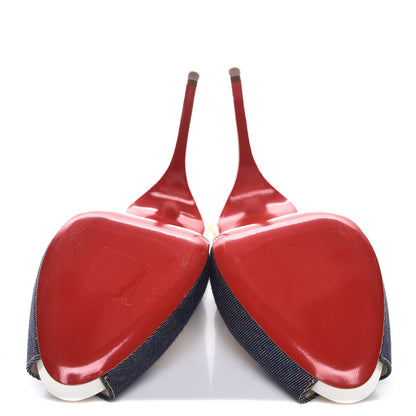 Christian Louboutin Denim Private Number 120 Pumps 36 Blue White 5 of 10
