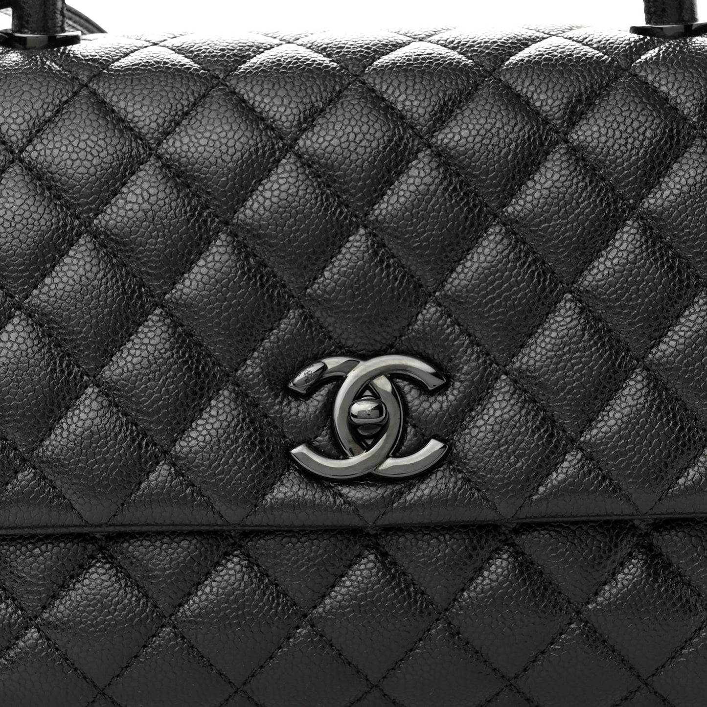 Caviar Quilted Small Coco Handle Flap So Black