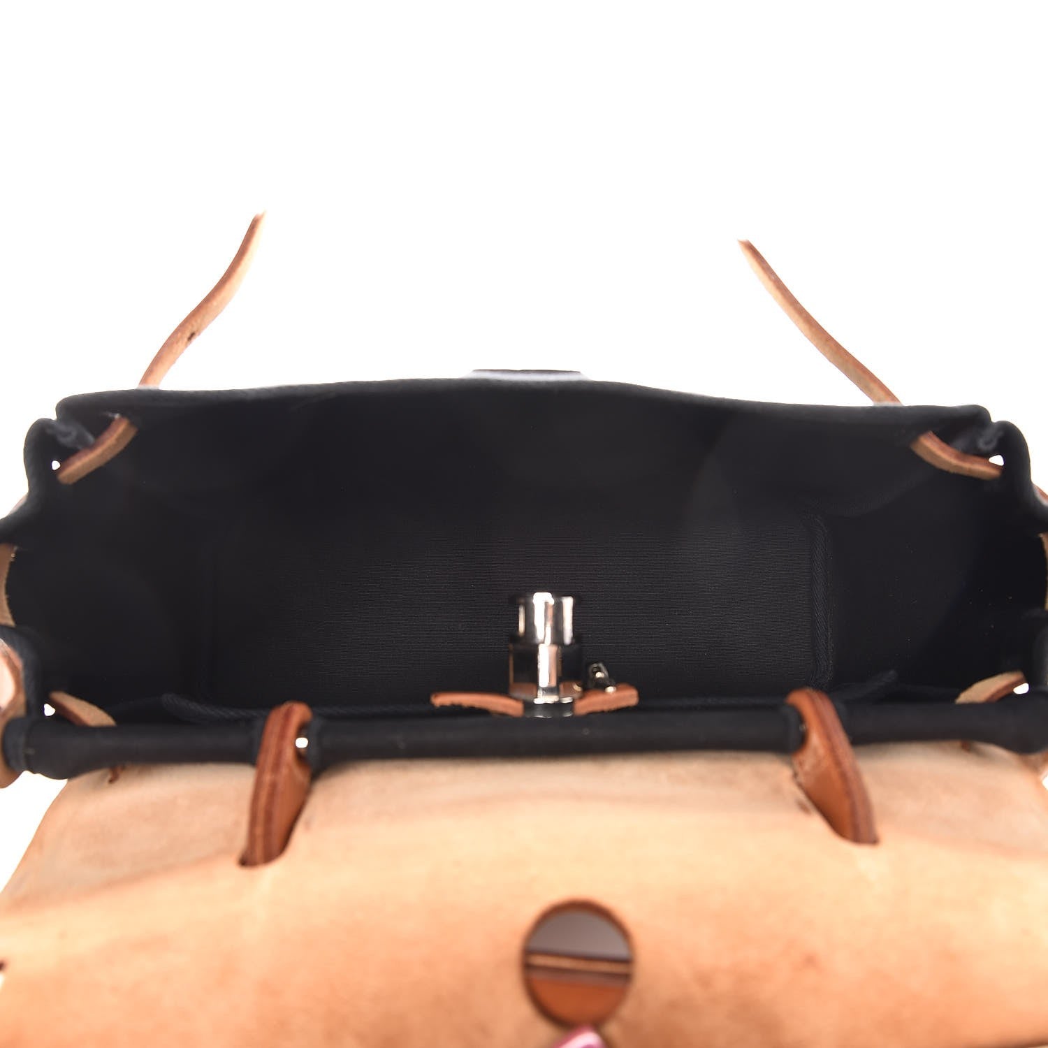 Hermes Toile Vache Calfskin Herbag 30 PM Black Natural 6 of 21
