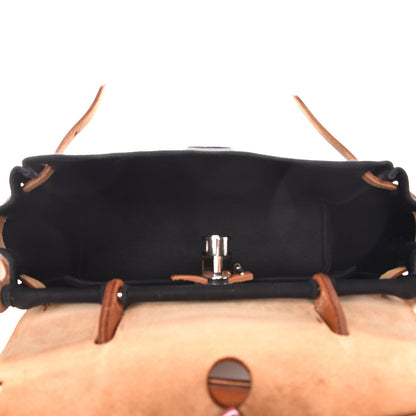 Hermes Toile Vache Calfskin Herbag 30 PM Black Natural 6 of 21
