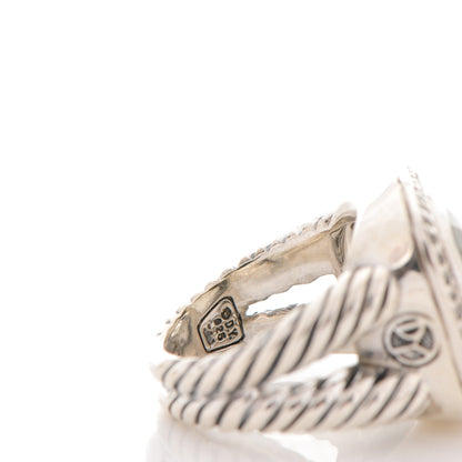 David Yurman Sterling Silver Diamond Prasiolite 14mm Albion Ring 53 6.5 5 of 5