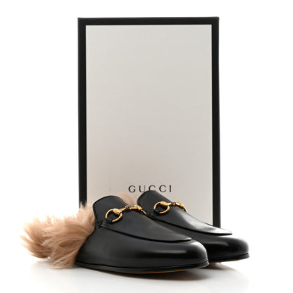 Gucci Calfskin Fur Womens Princetown Slippers 35 Black 8 of 8