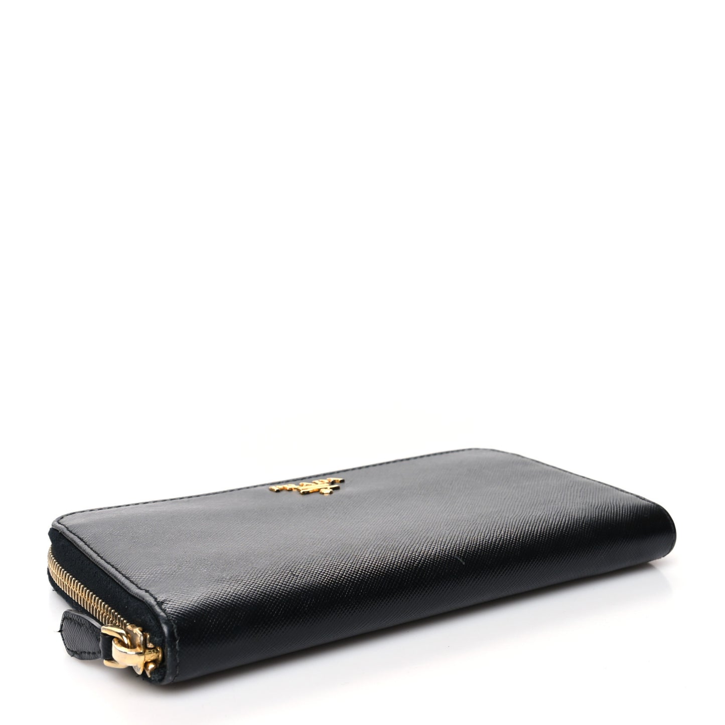 Saffiano Metal Zip Around Wallet Black