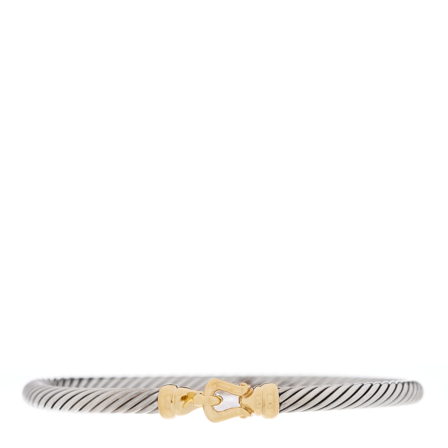 Sterling Silver 18K Yellow Gold 4mm Cable Classic Buckle Bracelet